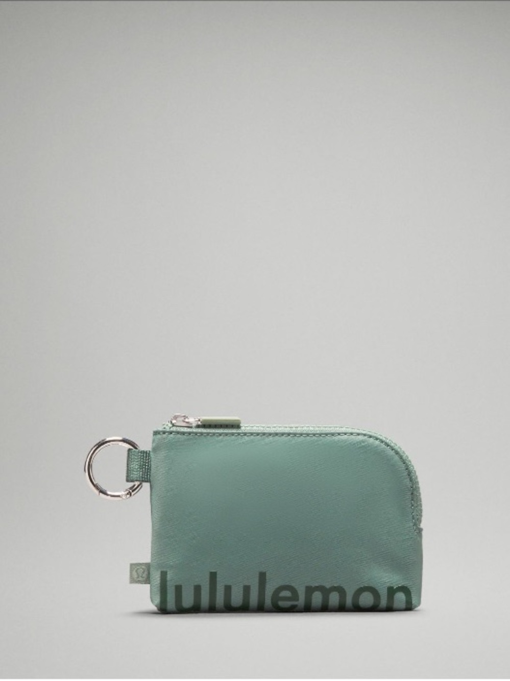 lululemon athletica gray eucalyptus/ legacy green clippable card pouch